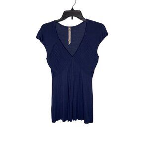 BAILEY 44 WOMEN'S NAVY BLUE PLEATED TUNIC TEE SHIRT TOP SZ S